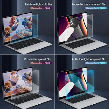 Подходит Для Ноутбука С Анти-Синим Светом + HD Закаленное Стекло Для Ноутбука 2021 Новый Macbook Pro 14 16 A2485 A2442 Защитная Пленка Для экрана Матовая