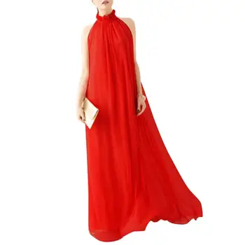 женское летнее платье robe femme, женское платье Макси без рукавов с гофрированным воротником, с поясом, Элегантные вечерние платья для женщин 2023