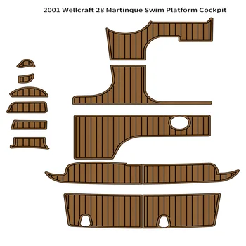 2001 Wellcraft 28 Martinque Платформа для плавания Кокпит Лодка EVA Палуба Из Тикового дерева Напольная Накладка